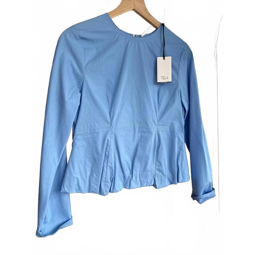NEW TELA women's olga shirt in light blue